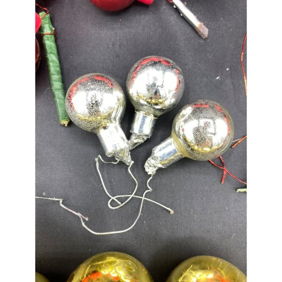 Vintage Mercury Glass Christmas Balls Bunches Floral Picks Red, Gold, Silver - Picture 2 of 9